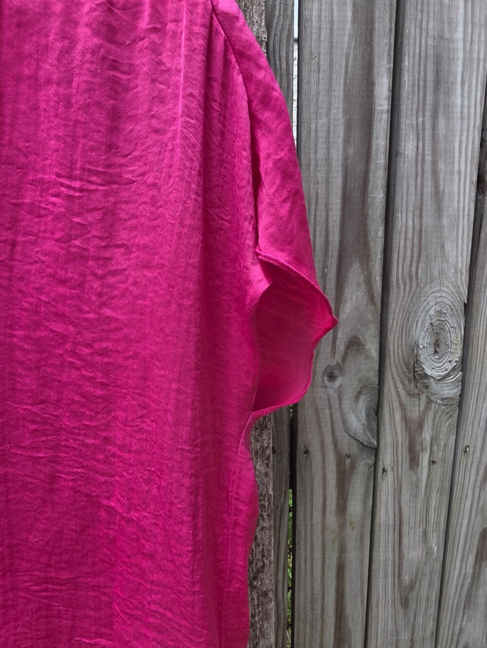 RACHEL ZOE Hot Pink Blouse, Silk Look Split Neck Top. Cap Sleeves - Picture 3 of 8
